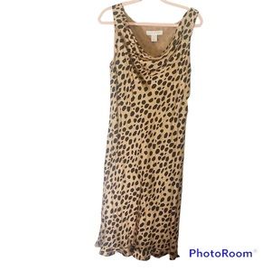 vintage SILK animal print sleeveless slip dress bottom ruffle
